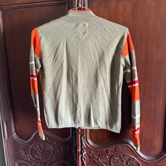 Neve Designs Green & Orange Zip Up Wool Cardigan size Large - Picture 7 of 7